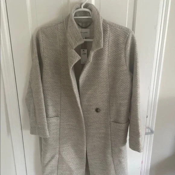 Banana Republic Factory Gray Trench Coat with Notched Lapel - Picture 5 of 6